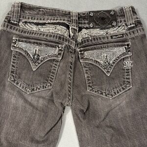 Miss Me Boot  Jeans Size 28 Studded THICK STITCH WHISKERING Western